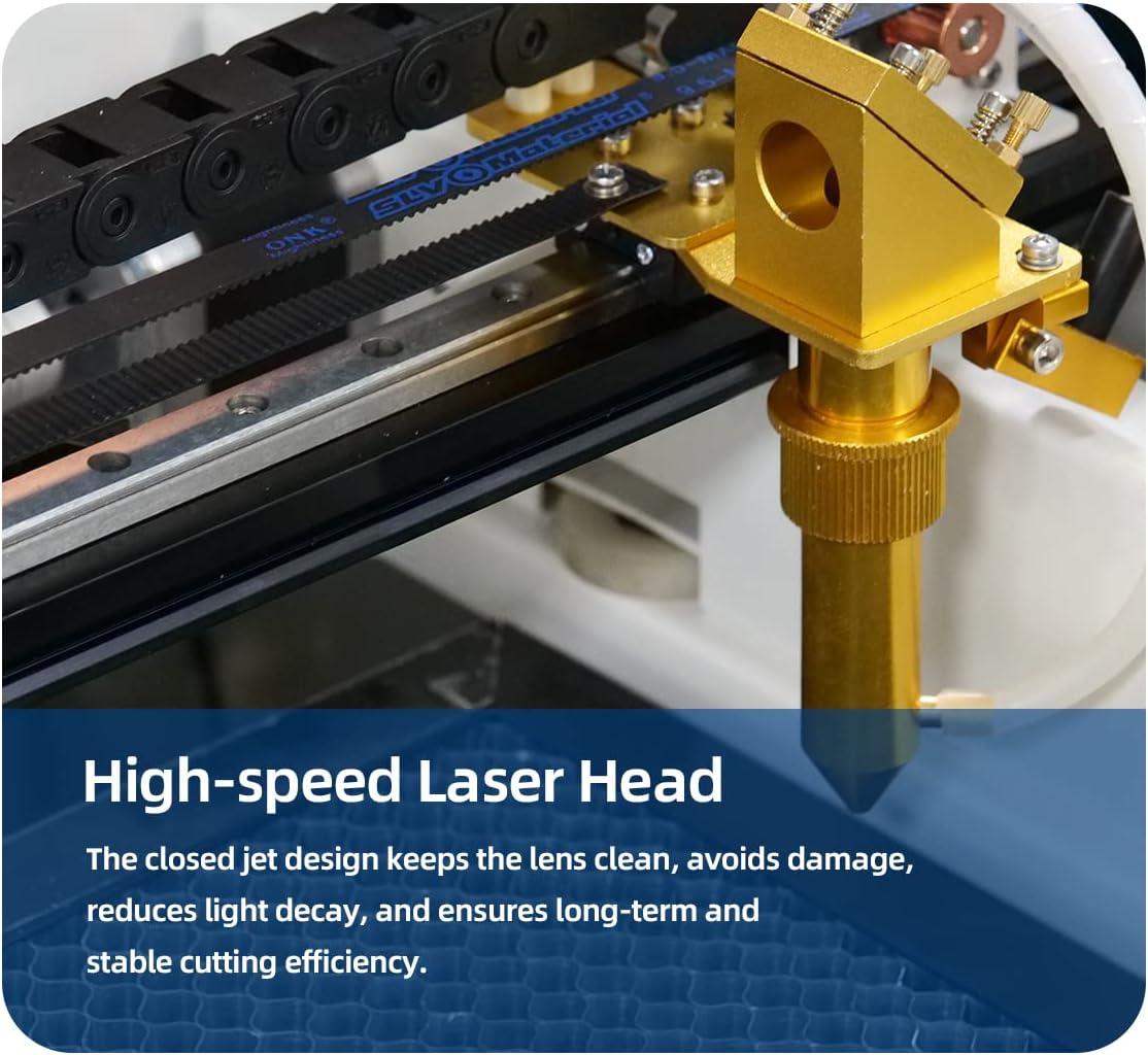 ZAC CO2-Lasergravierer, 50 W, Laserschneidemaschine, kompatibel mit LightBurn 400 x 400 mm Lasergravurmaschine für Holz, Acryl