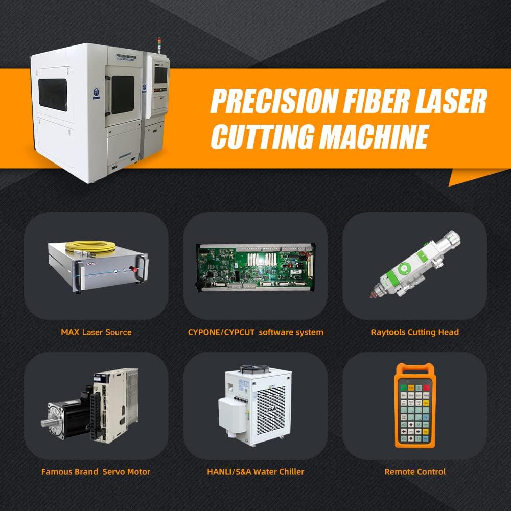 ZAC 1000W Machine de découpe laser à fibre 23,6 × 31,5 pouces Zone de travail Machine de gravure laser entièrement fermée avec mise au point automatique pour acier au carbone Acier inoxydable Or Aluminium