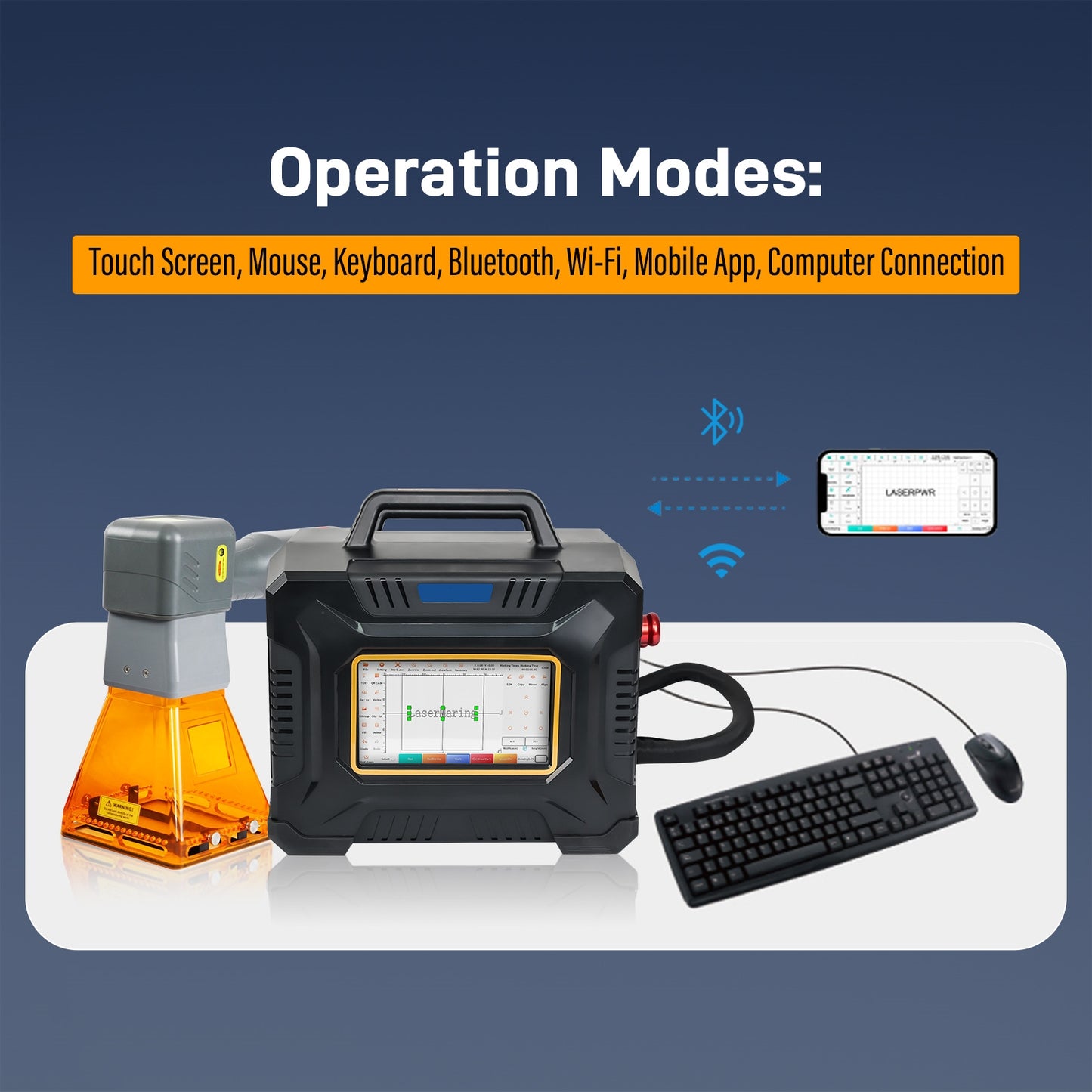 ZAC 60W Handheld Fiber Laser Engraver Laser Marking Machine with 100*100mm Lens for Metal Non-Metal Material