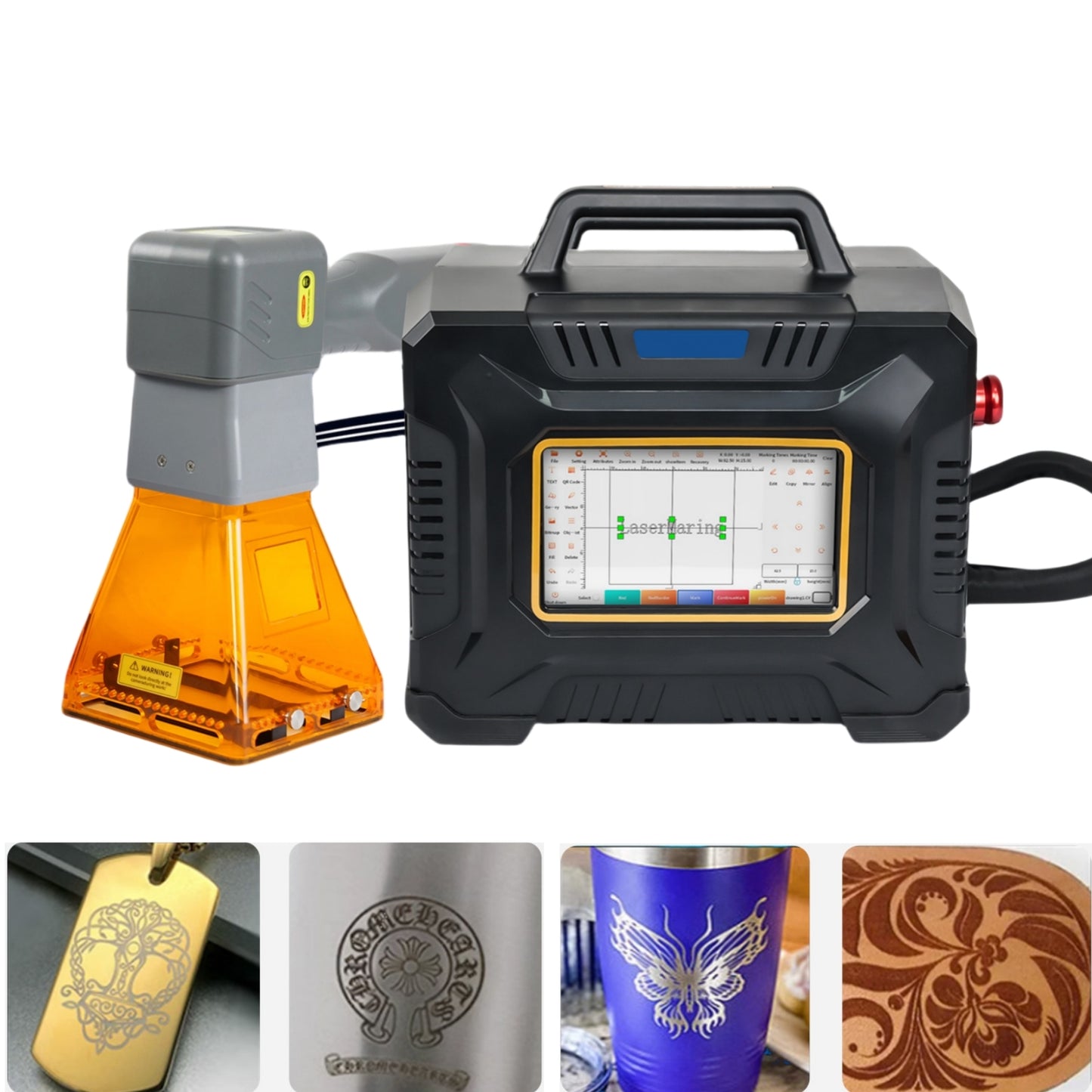 ZAC 60W Handheld Fiber Laser Engraver Laser Marking Machine with 100*100mm Lens for Metal Non-Metal Material