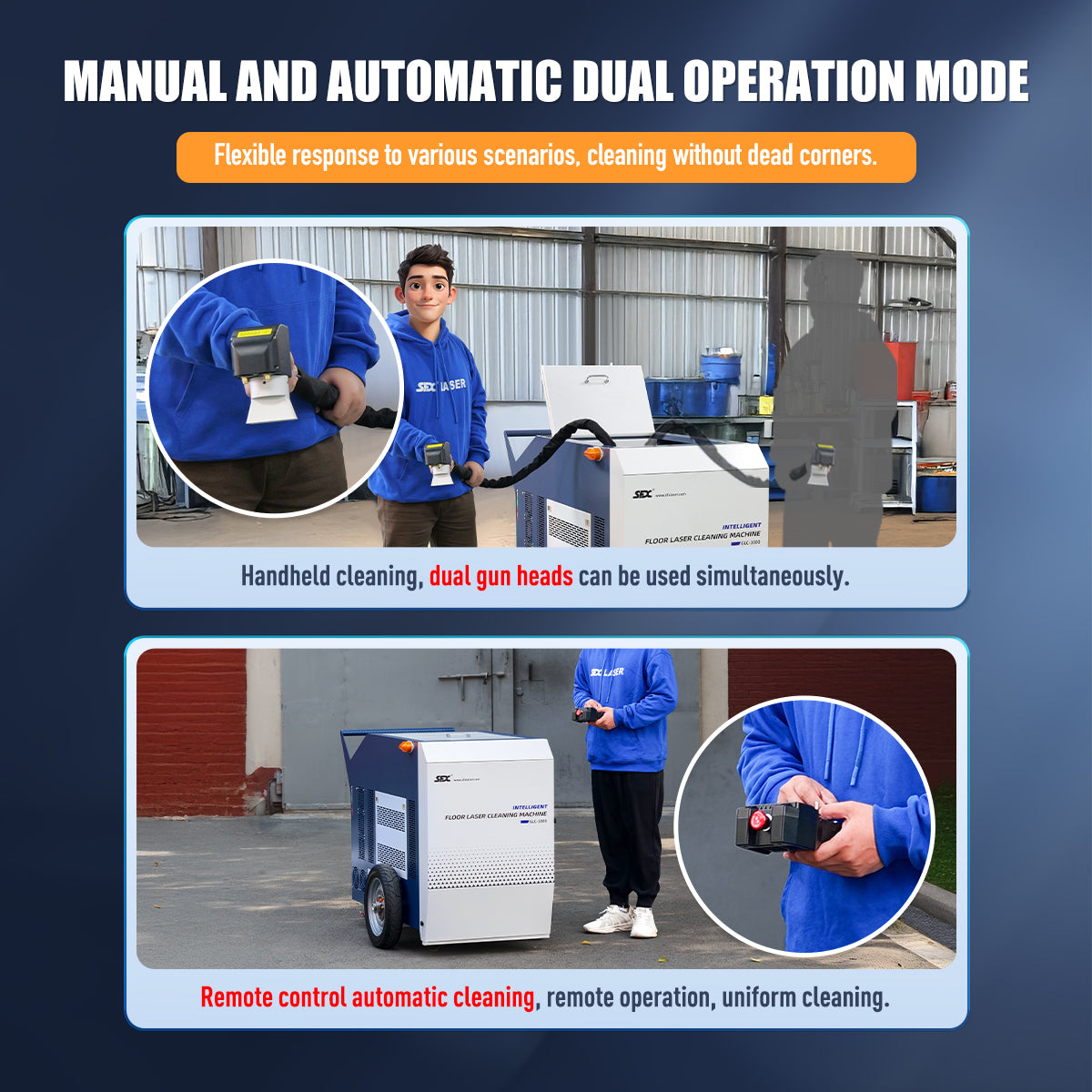 ZAC Laser Cleaning Machine 3000W Remote Laser Rust Removal for Floor Metal Rust Oil Painting Graffiti Mold