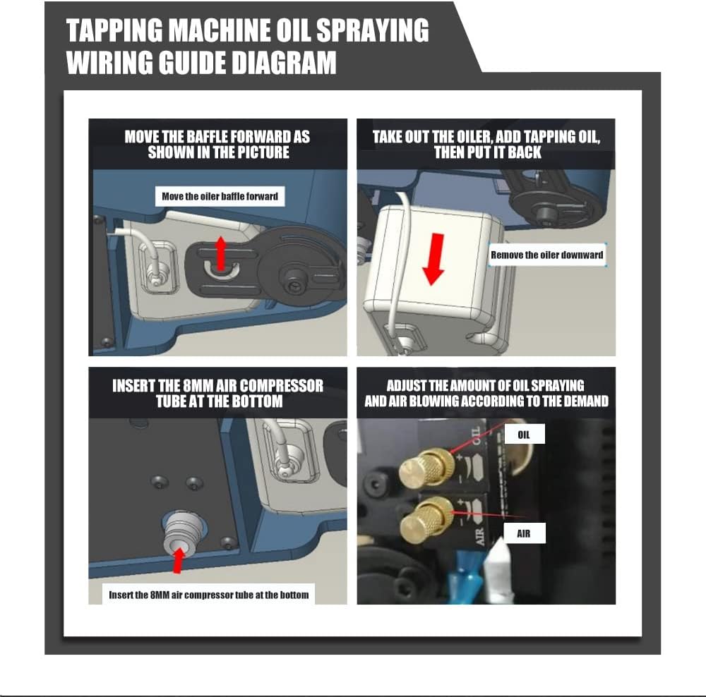 ZAC US Stock M4-M20 Electric Tapping Machine Tapping Arm 550RPM High Speed 10 Pcs Tap Collets Included