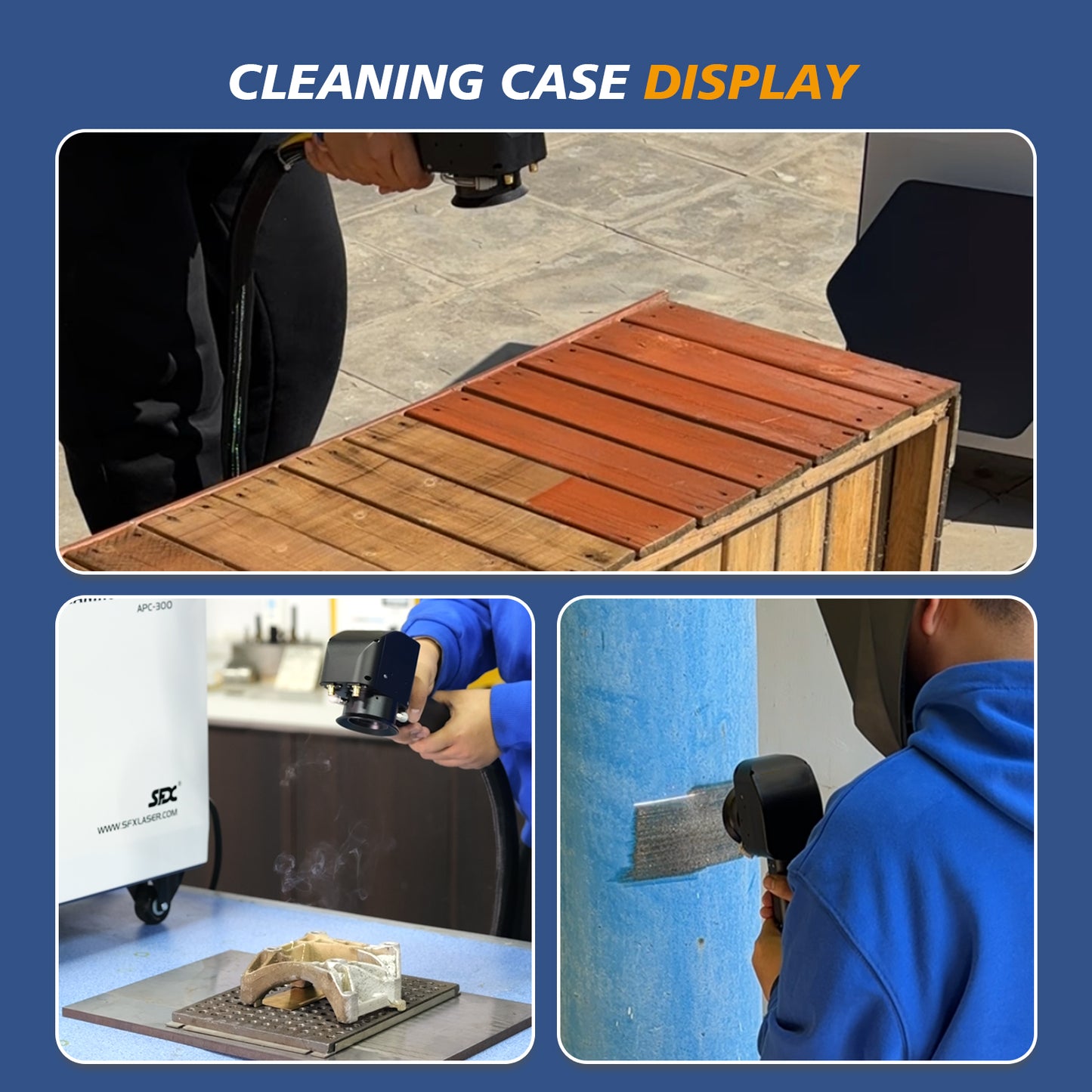 ZAC 200W 300W P-Series Laser Cleaning Machine 110-220V Air-cooled Pulsed Laser Rust Removal for Wood Metal Rust Graffiti Painting Coating