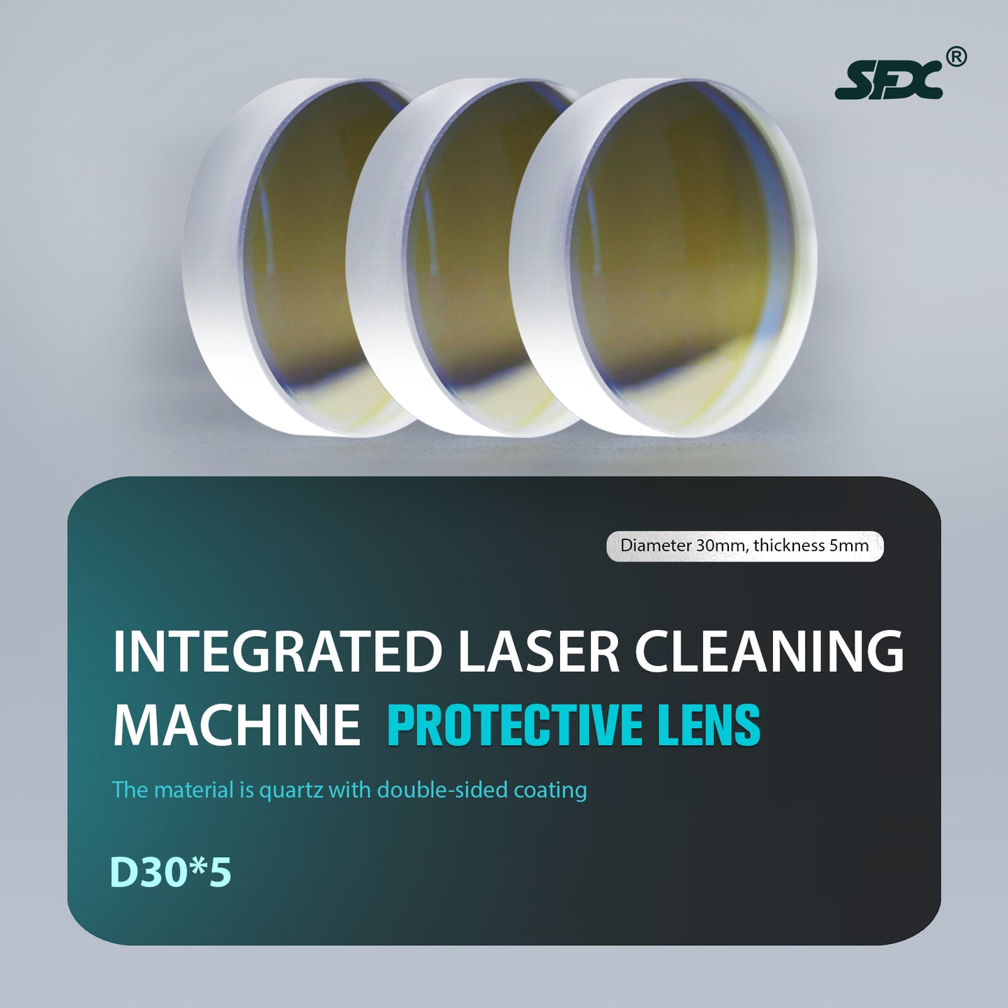 ZAC Protective Lens for Laser Cleaning Machine Protective Lens 30mm Thickness 2mm Quartz Material for SLC Series Laser Cleaner