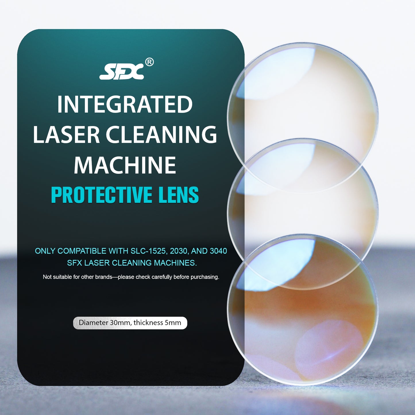 ZAC Protective Lens for Laser Cleaning Machine Protective Lens 30mm Thickness 2mm Quartz Material for SLC Series Laser Cleaner