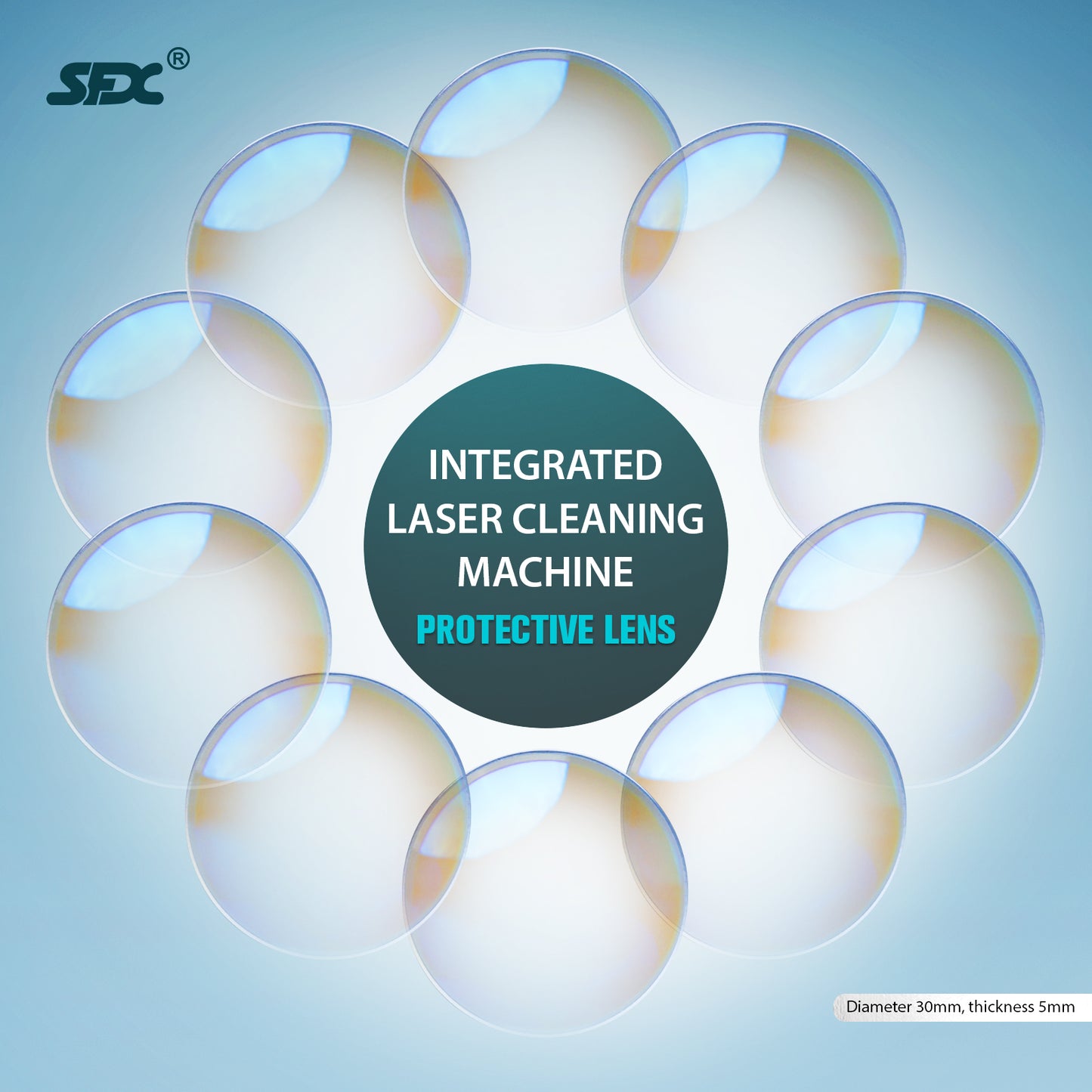 ZAC Protective Lens for Laser Cleaning Machine Protective Lens 30mm Thickness 2mm Quartz Material for SLC Series Laser Cleaner
