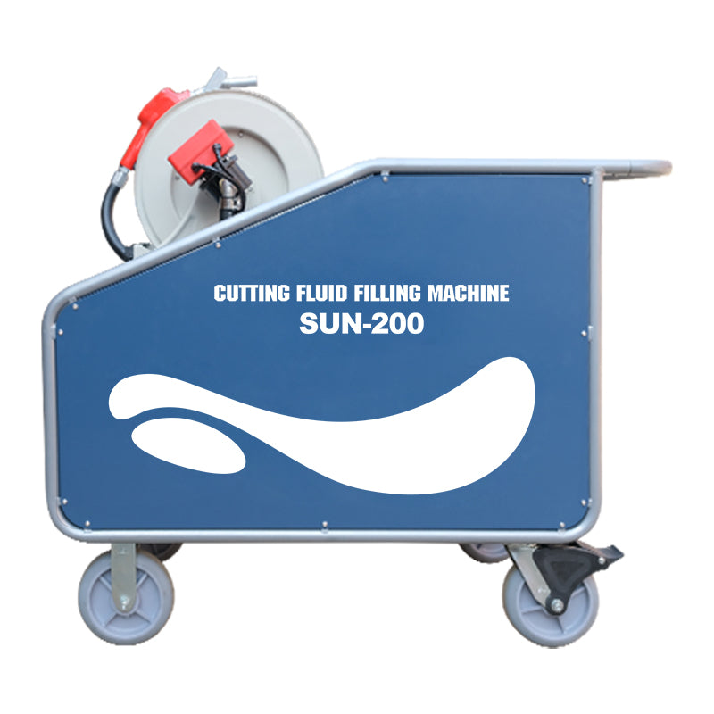 ZAC Cutting Fluid Filling Machine for CNC Machine SUN-200 Coolant Filling Machine 150L with Auto Jump Gun CNC Coolant Refill, 9m Reel Hose, No Spill
