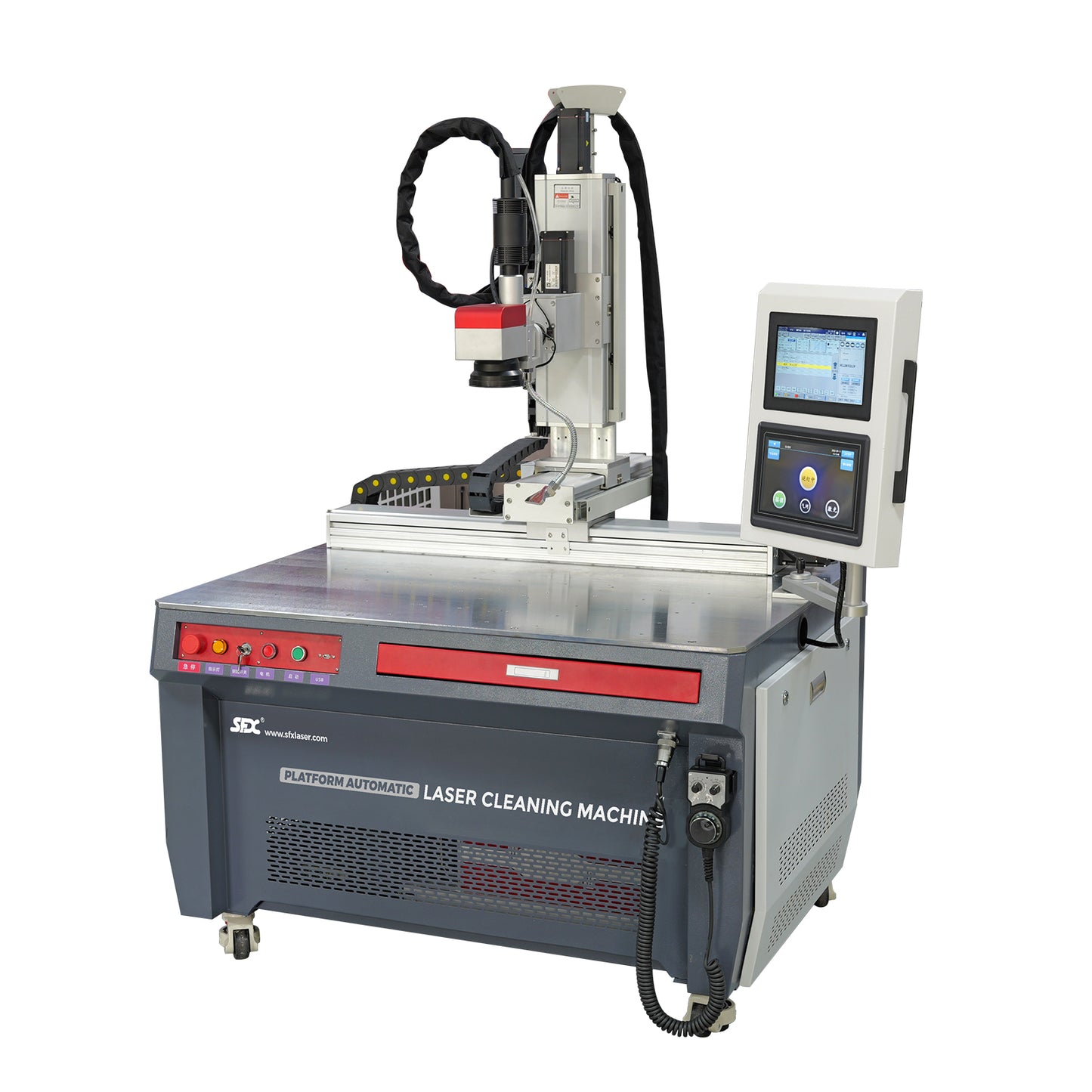 ZAC 200 W 300 W 500 W automatische gepulste Laser-Reinigungsmaschine, Plattform, Laser-Rostentfernung für die Lackierung, Ölbeschichtung, gebogene Oberflächen