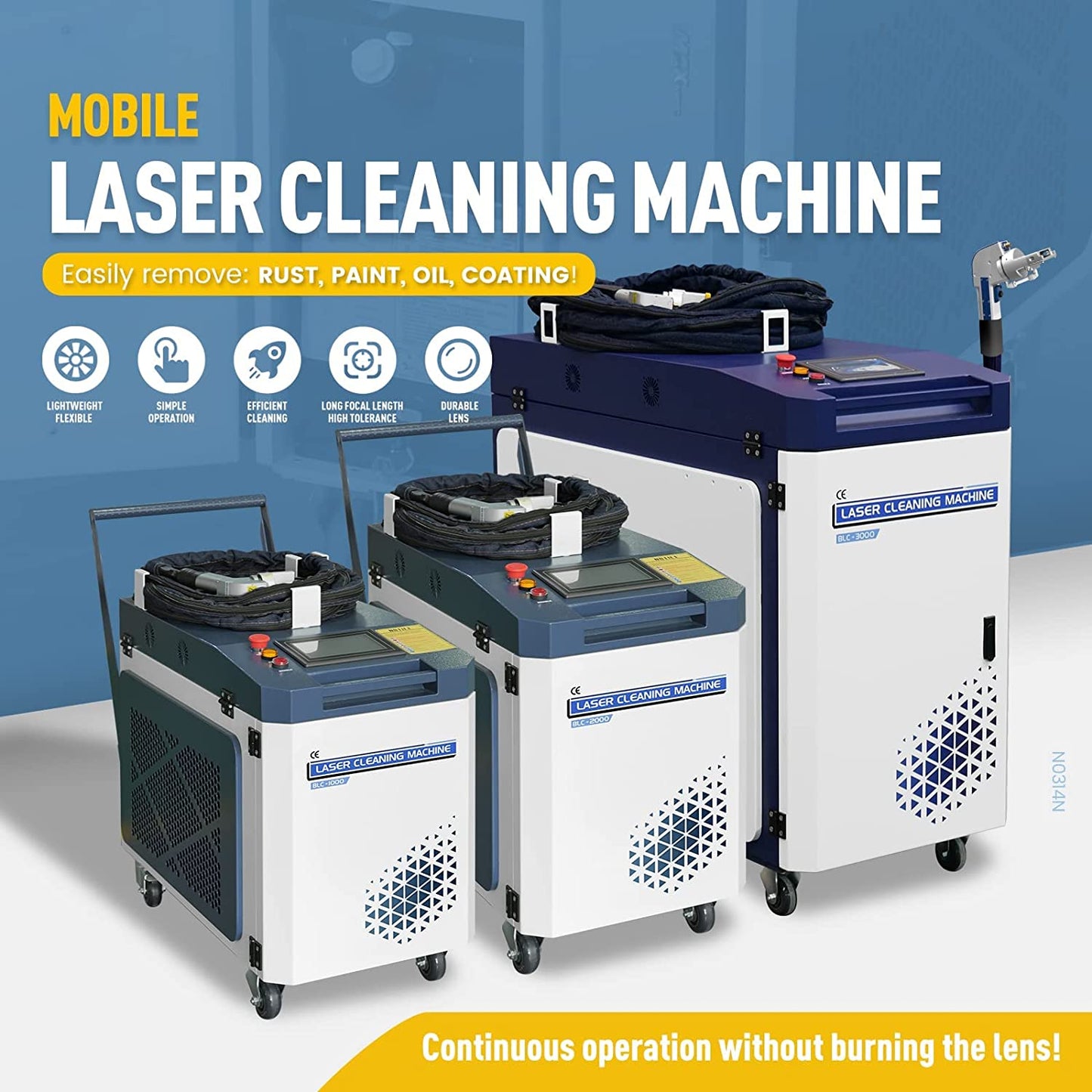 USA-ZAC Handheld Laser Rust Removal Max 2000W for Metal Graffiti Paint Coating Oil Mold (90% New)