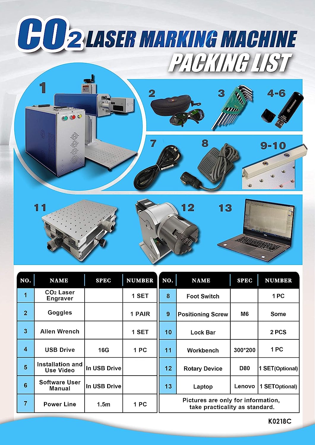 ZAC CO2 Laser Engraver 30W/55W Laser Marking Machine Portable for Non-metal Materials
