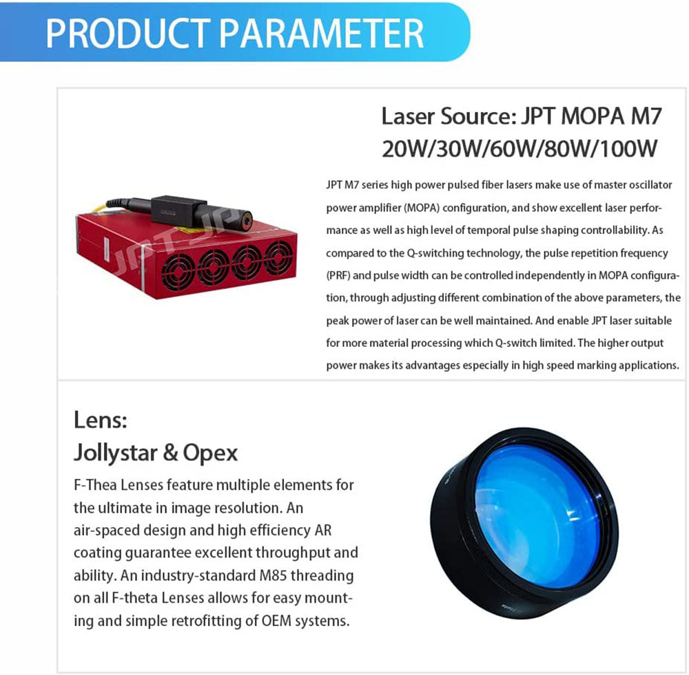 ZAC JPT Fiber Laser Engraver Machine Split 20W/30W/50W Laser Marking Machine EZCAD2.0