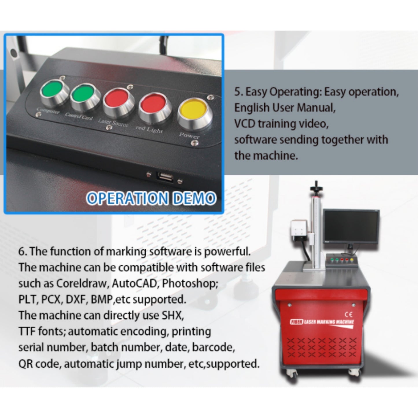 ZAC Desktop Laser Engraver Machine JPT 20W/30W/50W Laser Marking Machine with built-in Computer and EZCAD2.0