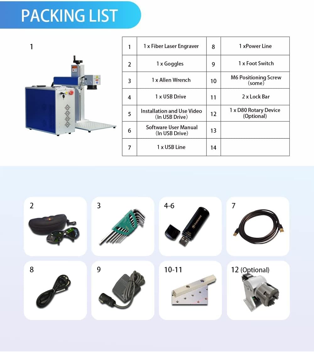 ZAC JPT Fiber Laser Engraver Machine Split 20W/30W/50W Laser Marking Machine EZCAD2.0