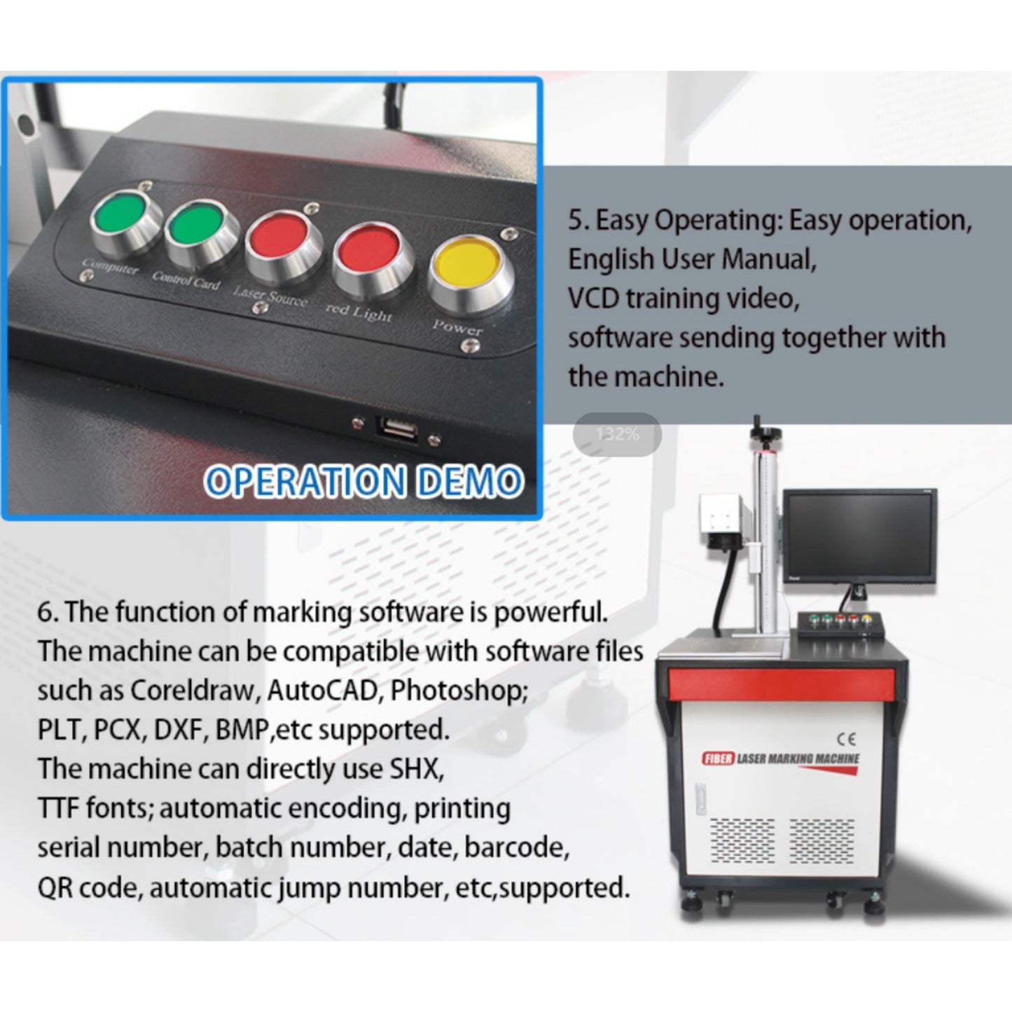 ZAC Desktop Laser Engraver Machine JPT 20W/30W/50W Laser Marking Machine with built-in Computer and EZCAD2.0