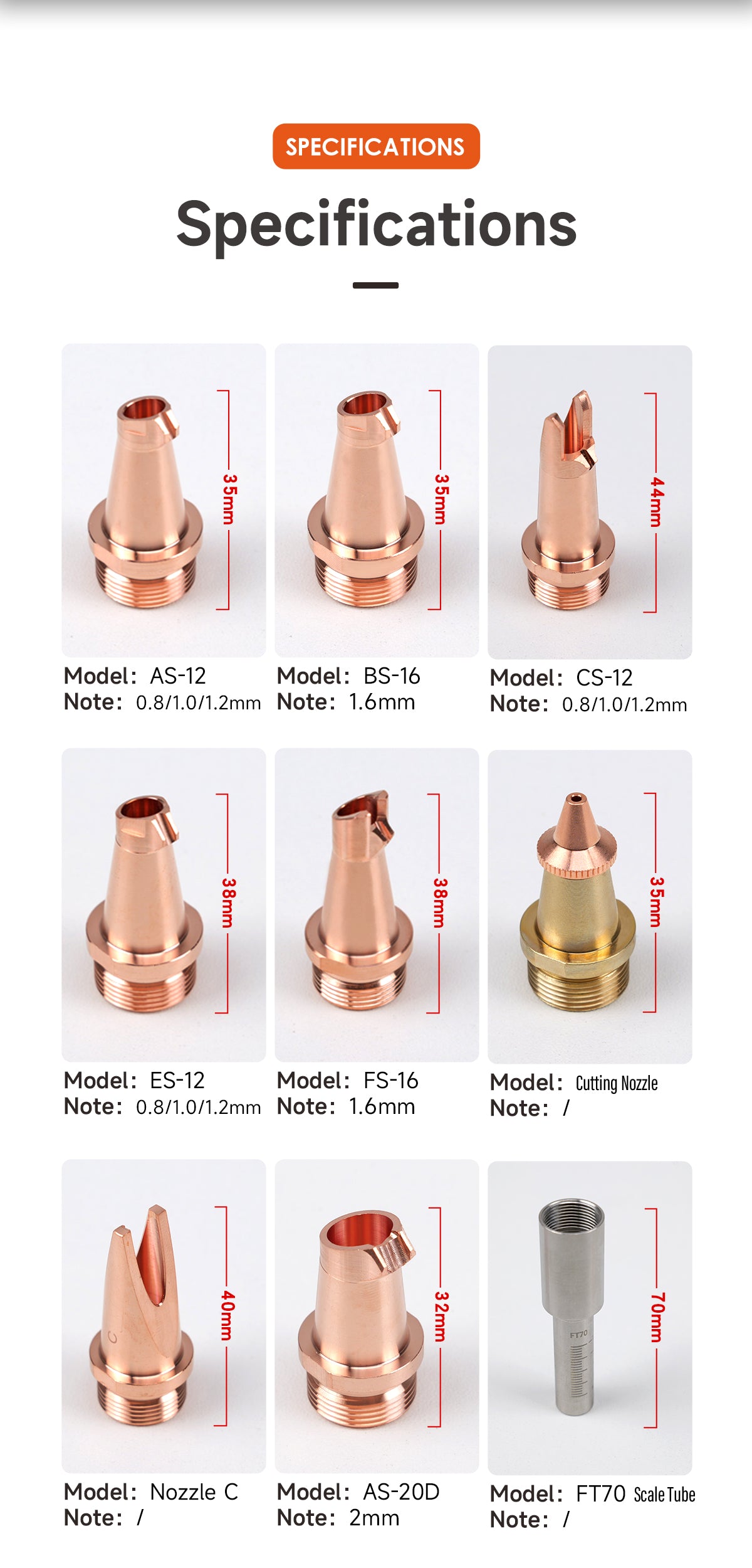 ZAC Laser Welding Nozzle 5 Pcs Laser Welder Nozzle Tip Kit