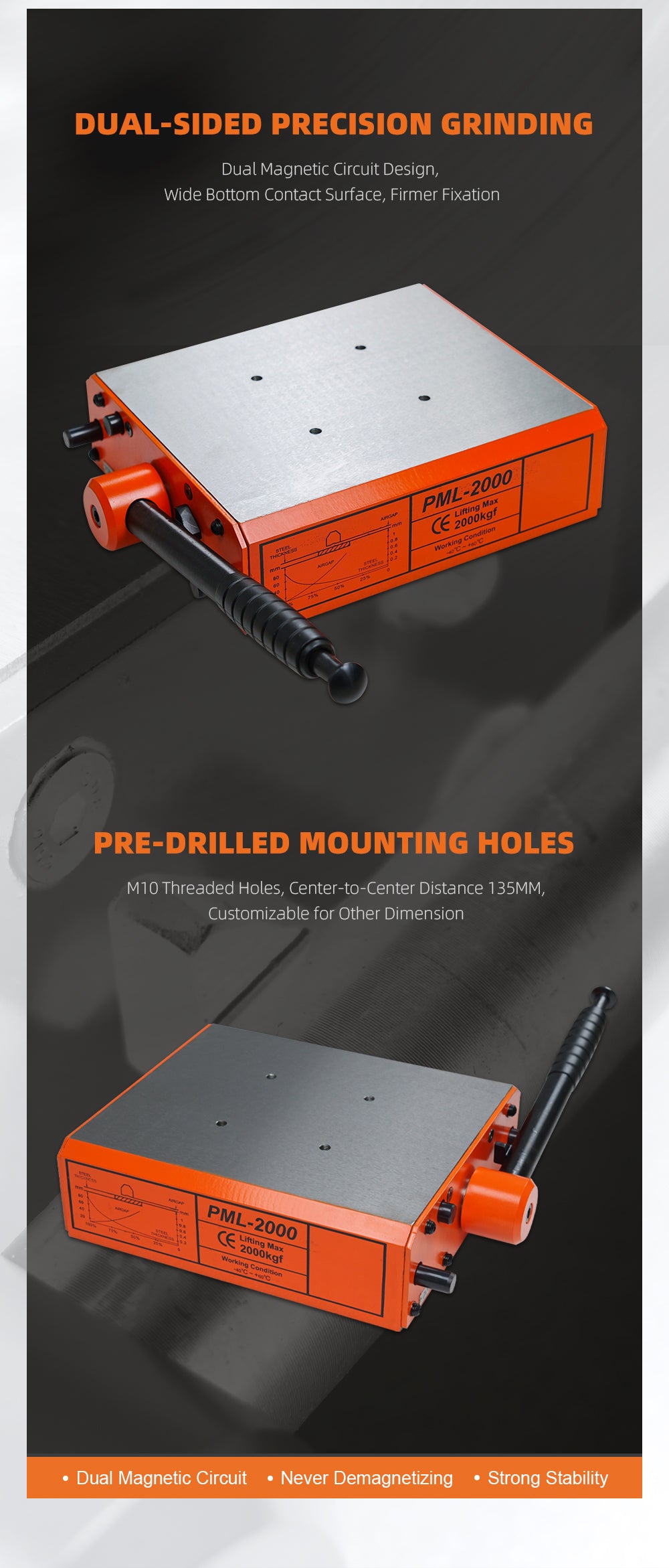 ZAC Magnetic Base for Tapping Machine 2000Kg for M48R Electric Tapping Arm
