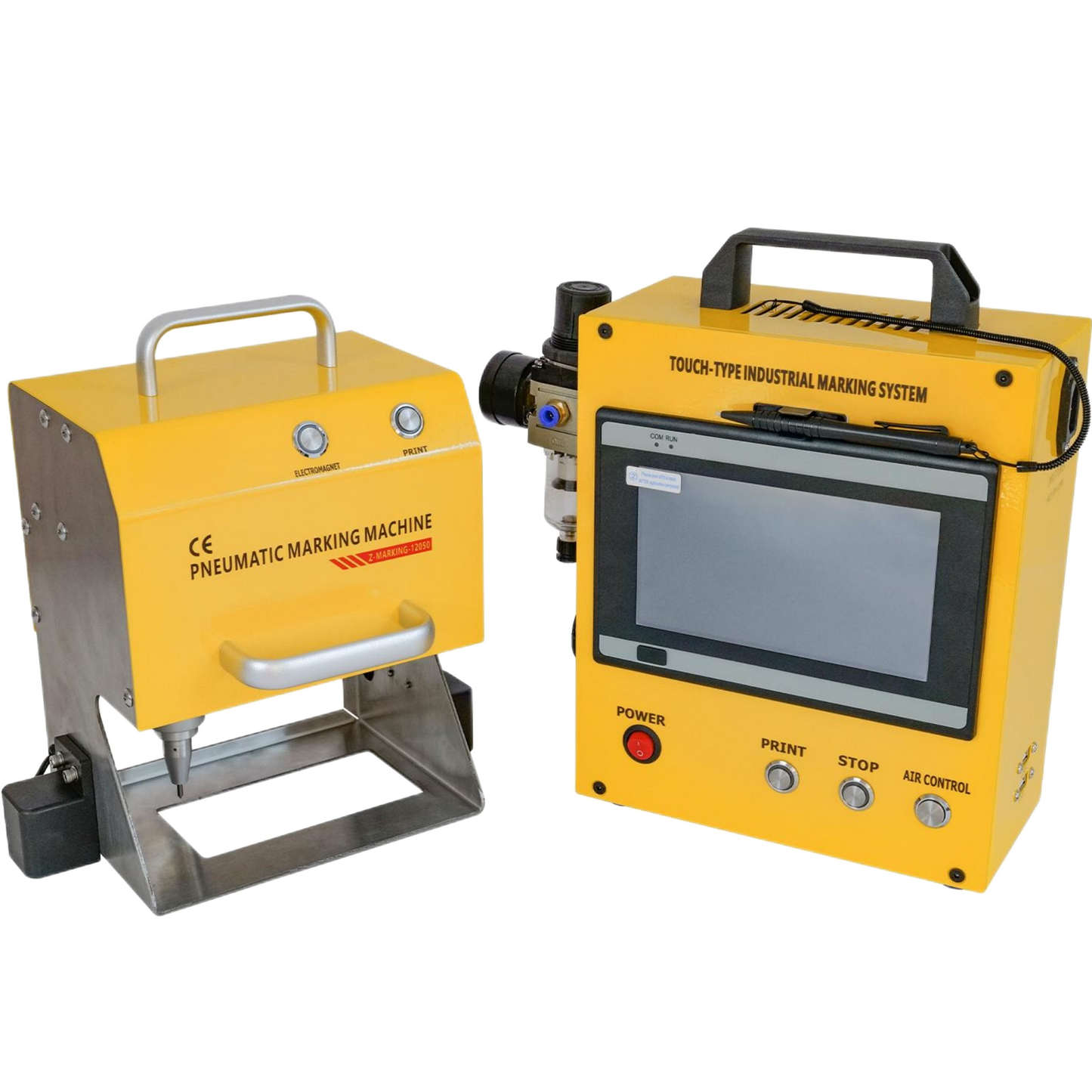ZAC 100 W pneumatische Nadelprägemaschine mit 4,7 x 2 Zoll großem Markierungsbereich und 7 Zoll Touchscreen für Metallbuchstaben, VIN-Nummern, Namensschilder