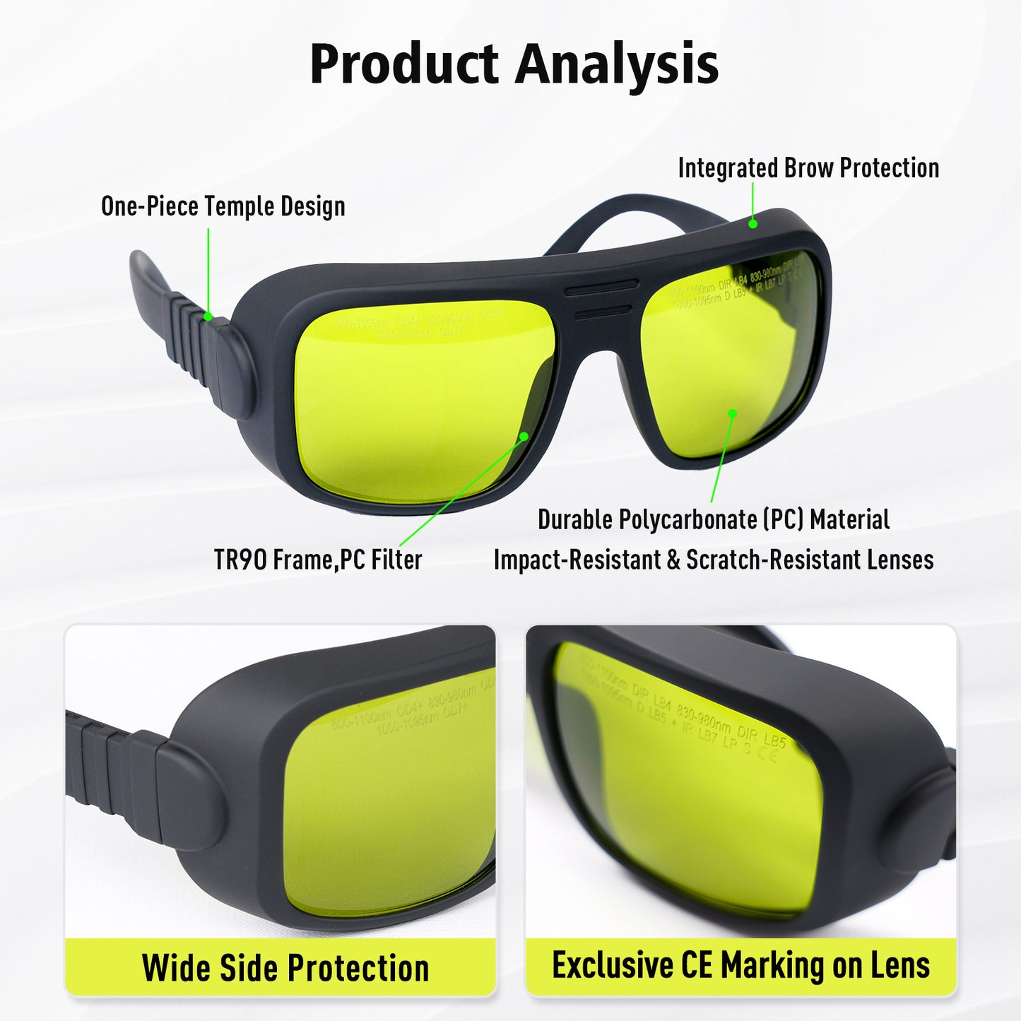 ZAC Laser XI-05P Universal Laser Safety Glasses OD4+ (900-1100nm)