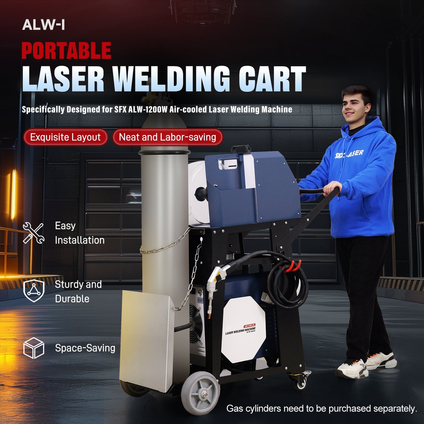 ZAC Portable Laser Welding Cart for ALW Series Laser Welding Machine Laser Welder