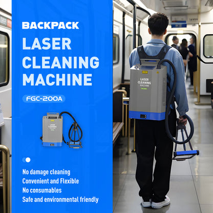 ZAC Laser Cleaning Machine 200W Pulsed Backpack Laser Rust Removal 110V-220V Automative Laser Cleaner for Rust Wood Oil Painting (Battery Included)