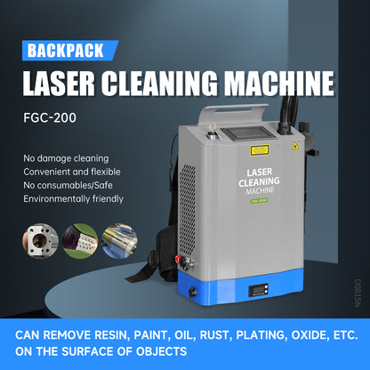 ZAC Backpack Laser Cleaning Machine 200W Handheld Portable Laser Rust Removal for  Metal Rust Oil Graffiti Painting Coating (Battery Included)