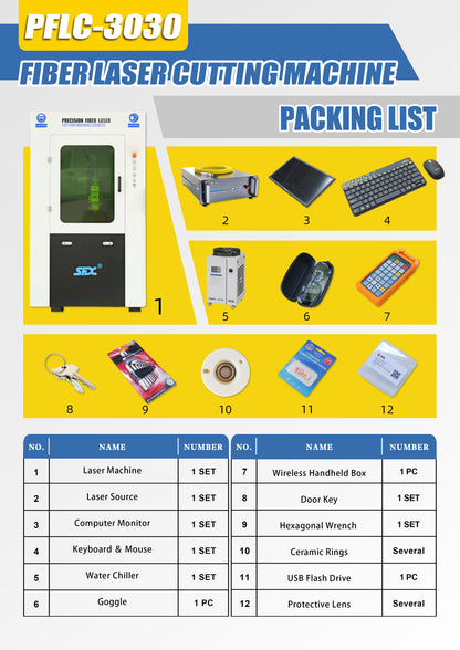 ZAC 3030 High Precision Metal Laser Cutter Machine 1000W/1500W Fiber Laser Cutting Machine with Full Enclosed Cover