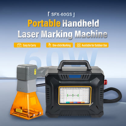 ZAC 60W Handheld Fiber Laser Engraver Laser Marking Machine with 100*100mm Lens for Metal Non-Metal Material