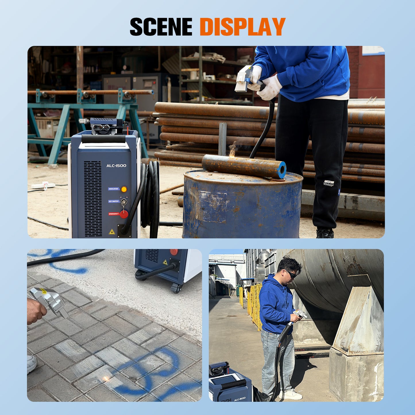 ZAC 1500W Continuous Laser Cleaning Machine 220V Laser Rust Removal with IOT Technolofy for Metal Rust Oil Paiting Coating