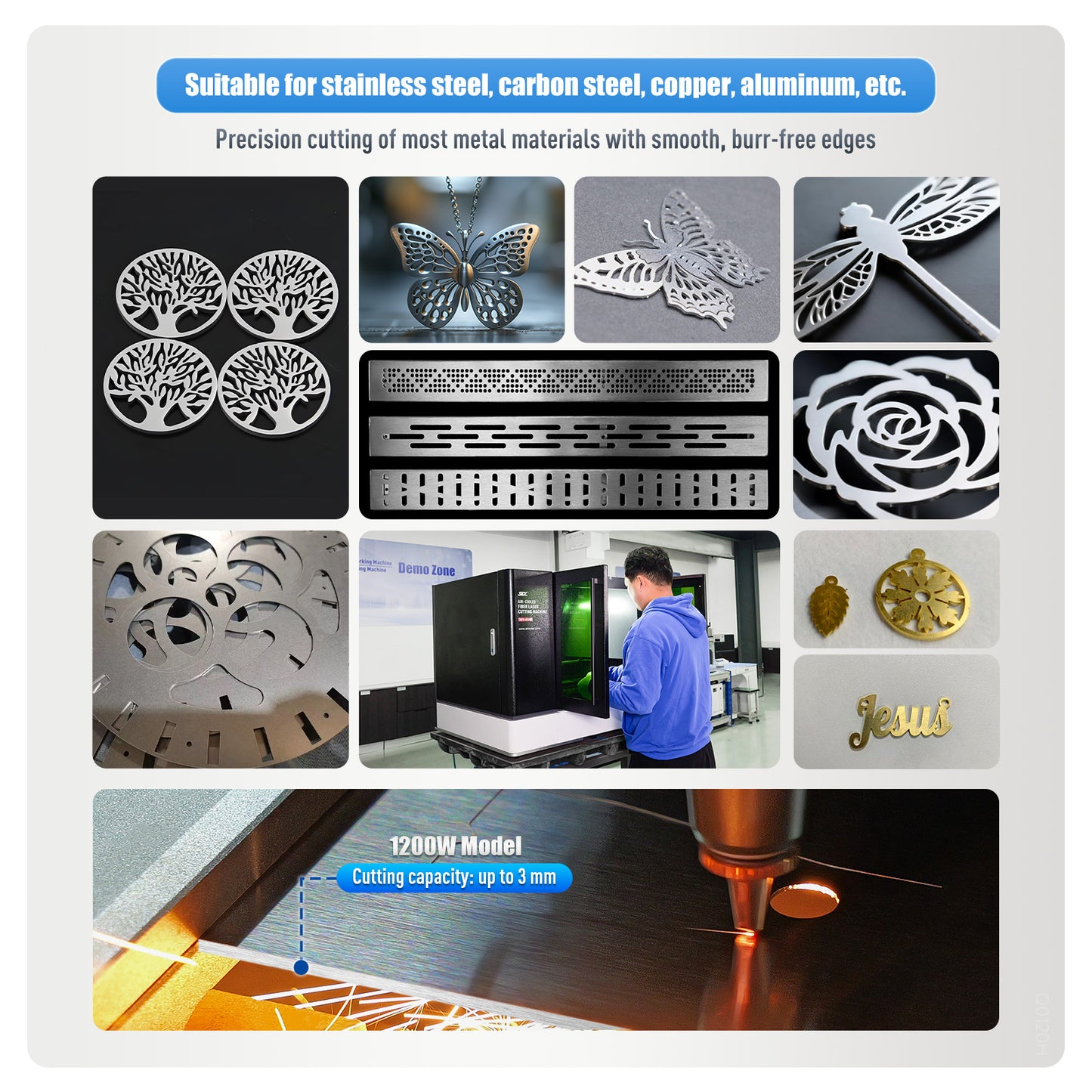 ZAC 2030 Air-Cooled Precision Fiber Laser Cutting Machine 1200W 1500W 2000W 3000W Metal Laser Cutter for Stainless Steel Aluminum Copper