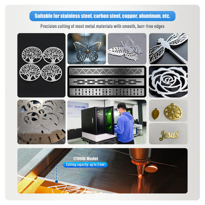 ZAC 2030 Air-Cooled Precision Fiber Laser Cutting Machine 1200W 1500W 2000W 3000W Metal Laser Cutter for Stainless Steel Aluminum Copper