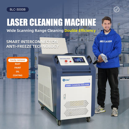 ZAC 3000W Laser Cleaning Machine 400mm Wide Scan Range with IoT Technology and Anti-Freeze Technology for Rust Painting Oil