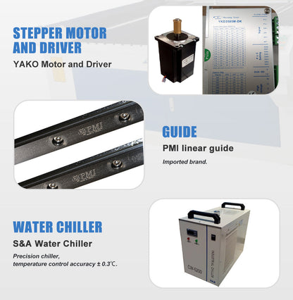 ZAC CO2 Laser Cutting Machine 300W Laser Cutter with 1300 x 2500mm Workbench Lightburn S&A Water Chiller
