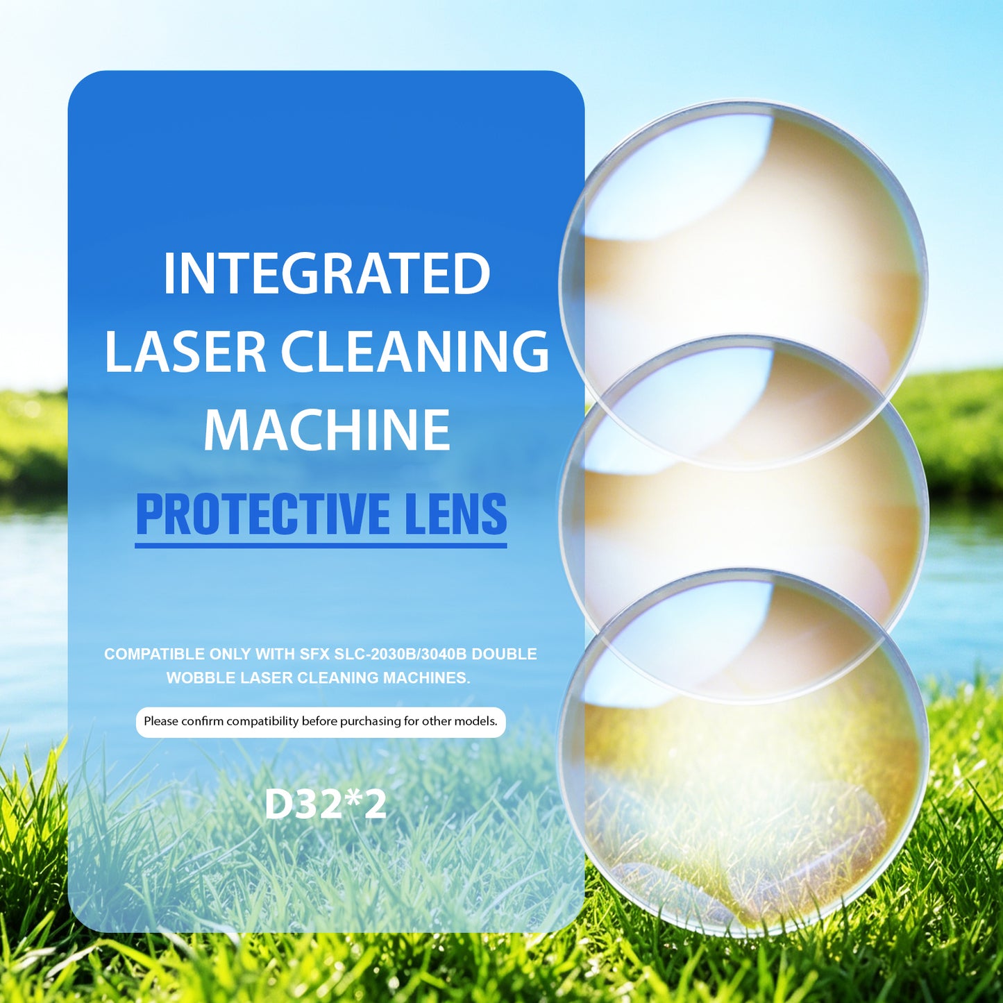 ZAC D32*2 Protective Lens for Laser Cleaner Diameter 32mm Thickness 2mm Quartz Material with Double-Sided Coating for SLC-B Series Laser Cleaning Machine