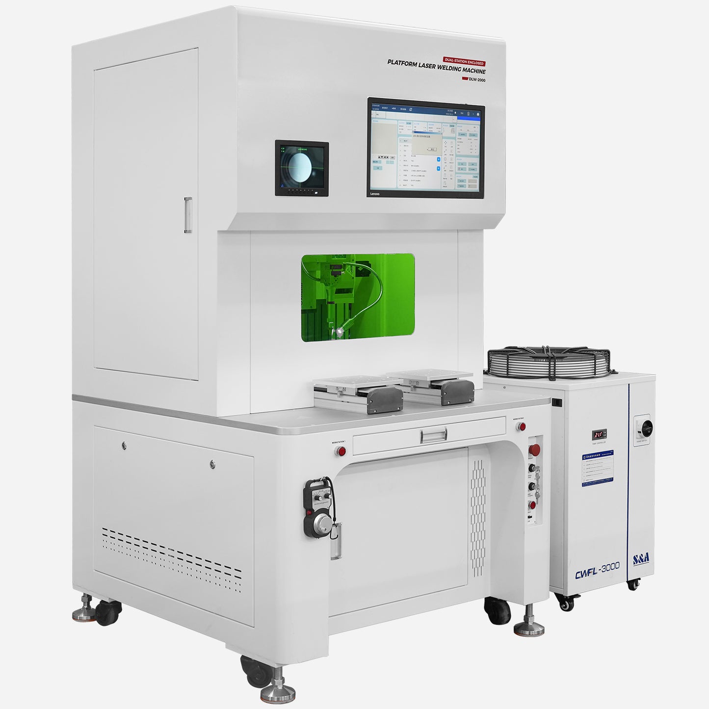 ZAC Dual-Station Laser Welder 1500W 2000W 3000W Enclosed Platform 2-in-1 Laser Welding Cleaning Machine Automatic Fiber Welder