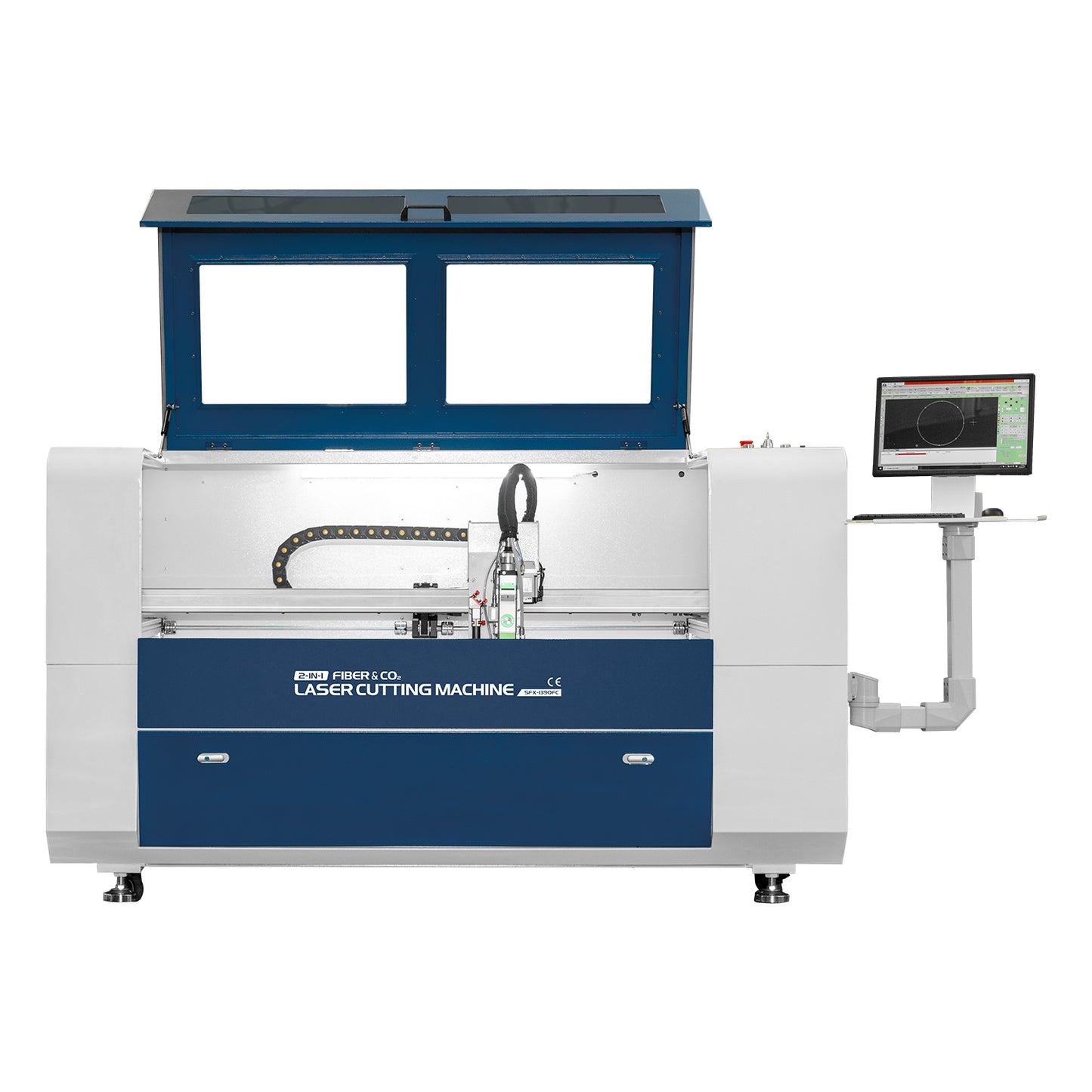 ZAC 1500W MAX Fiber Laser & 130W 150W 180W Co2 Integrated Cutting Machine 1300×900mm(51.2×35.4inch) Working Area Metal Non-metal Cutter