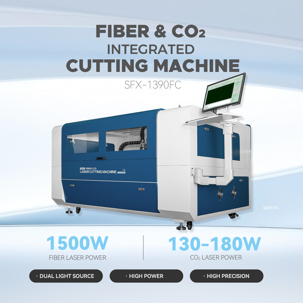 ZAC 1500W MAX Fiber Laser & 130W 150W 180W Co2 Integrated Cutting Mach ...