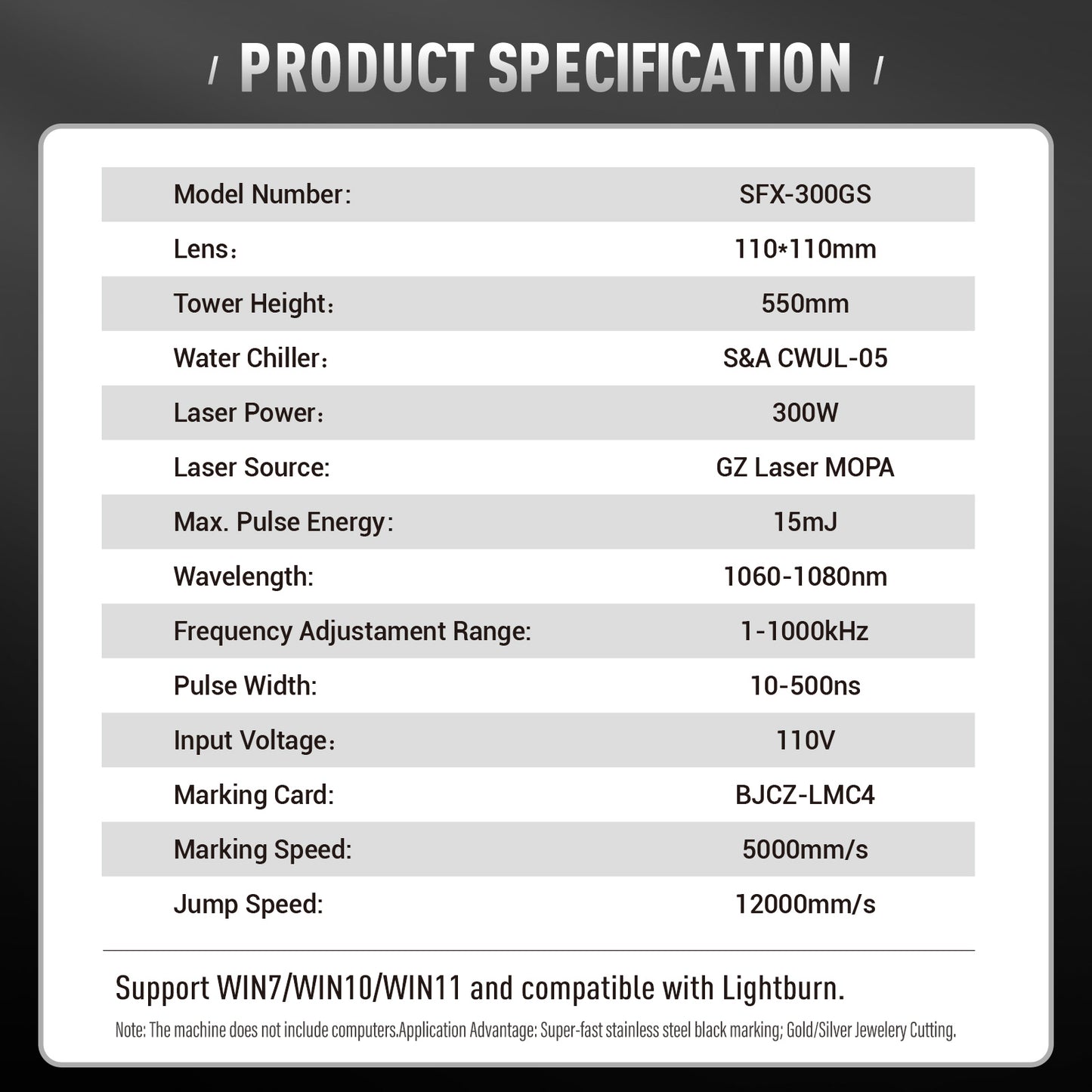 ZAC 300W GZ Laser Mopa Desktop Fiber Laser Engraver Laser Marking Machine for Metal Platic Gold Jewelry