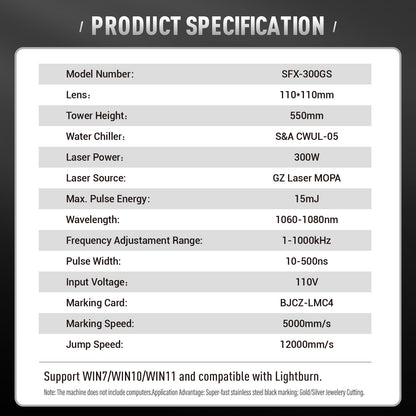 ZAC 300W GZ Laser Mopa Desktop Fiber Laser Engraver Laser Marking Machine for Metal Platic Gold Jewelry