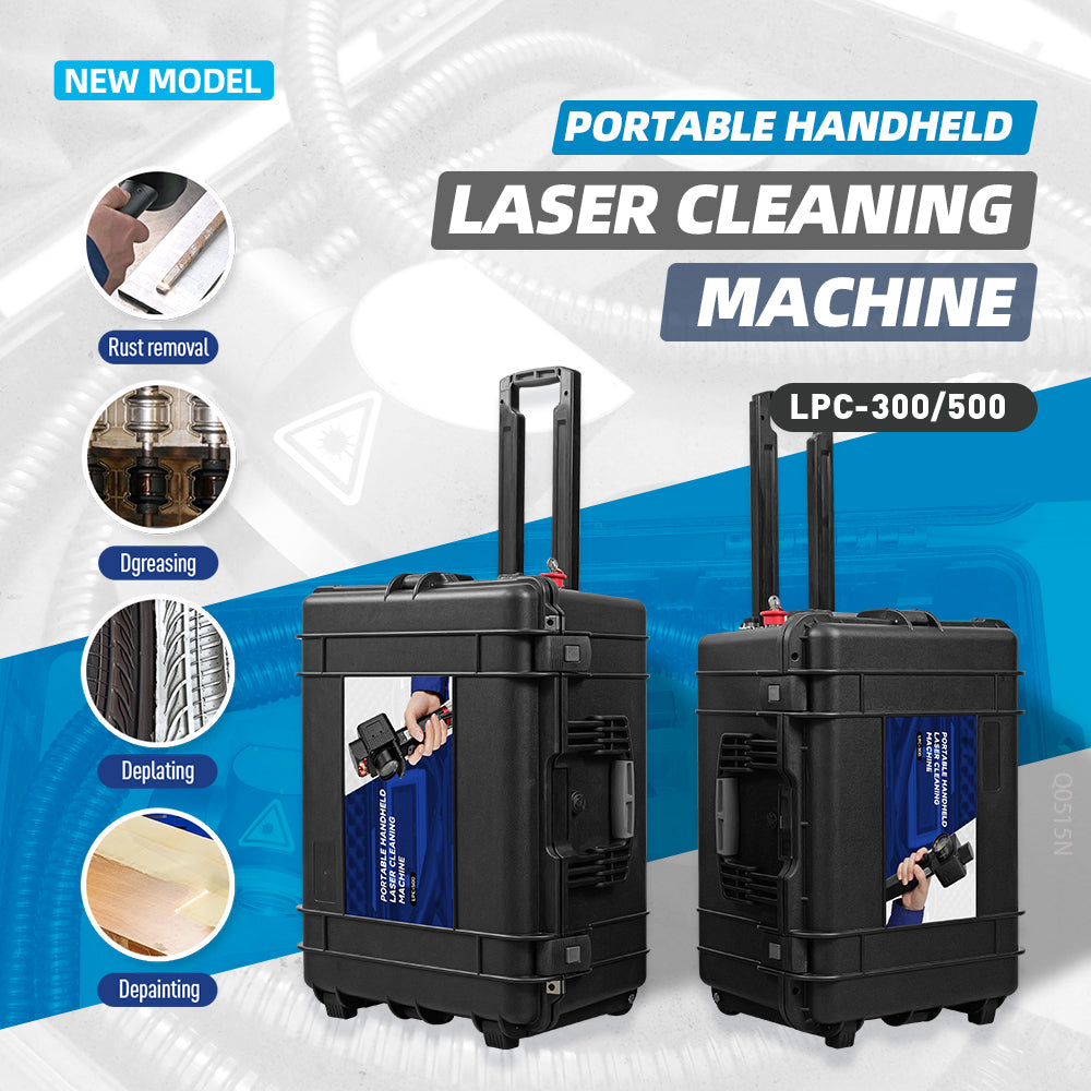 ZAC 300W 500W Trolley-Type Laser Cleaning Machine for Wood Ultra-light Laser Rust Paint Coating Remover AC110~ 220V Air Cooled Pulsed Laser Cleaner with IoT Control