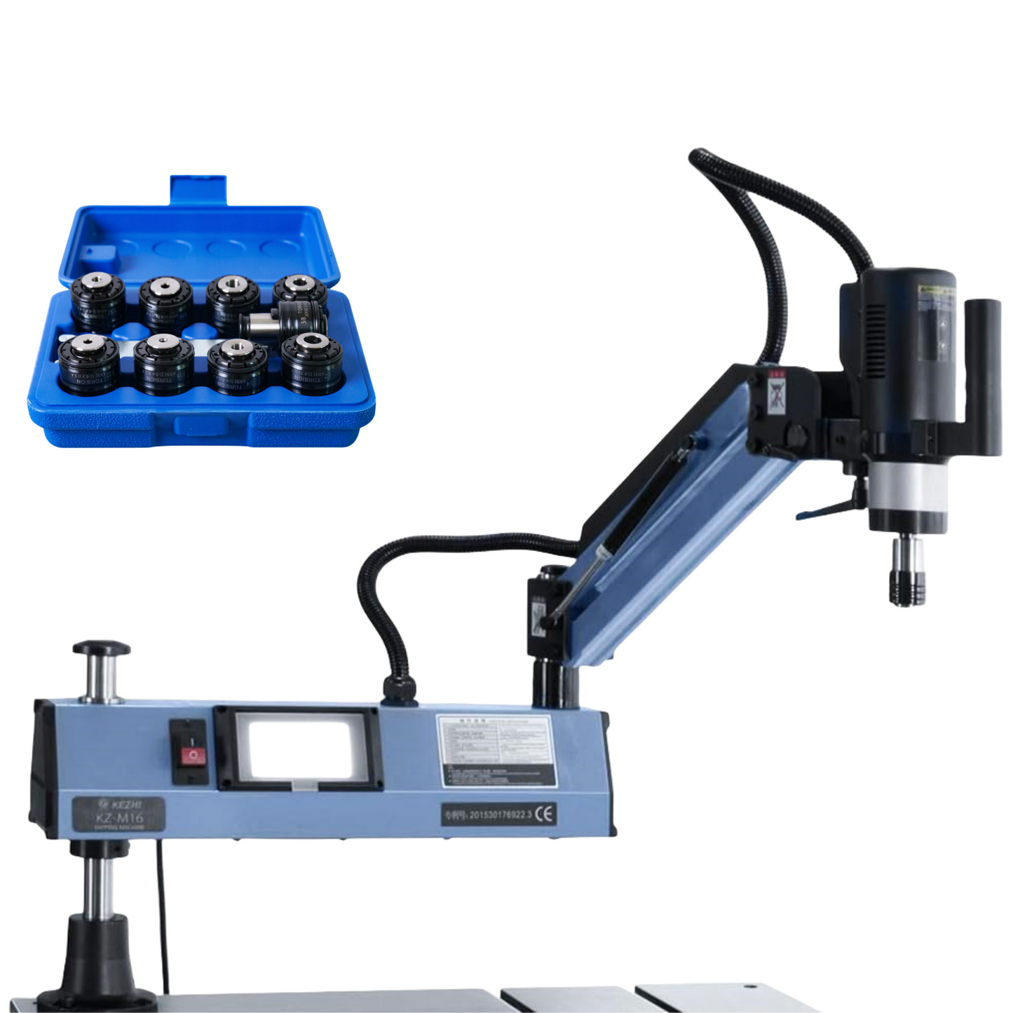 ZAC M3-M16 Elektrische Gewindeschneidmaschine, 360-Grad-Gewindeschneidarm, 9 ANSI-Spannzangen im Lieferumfang enthalten