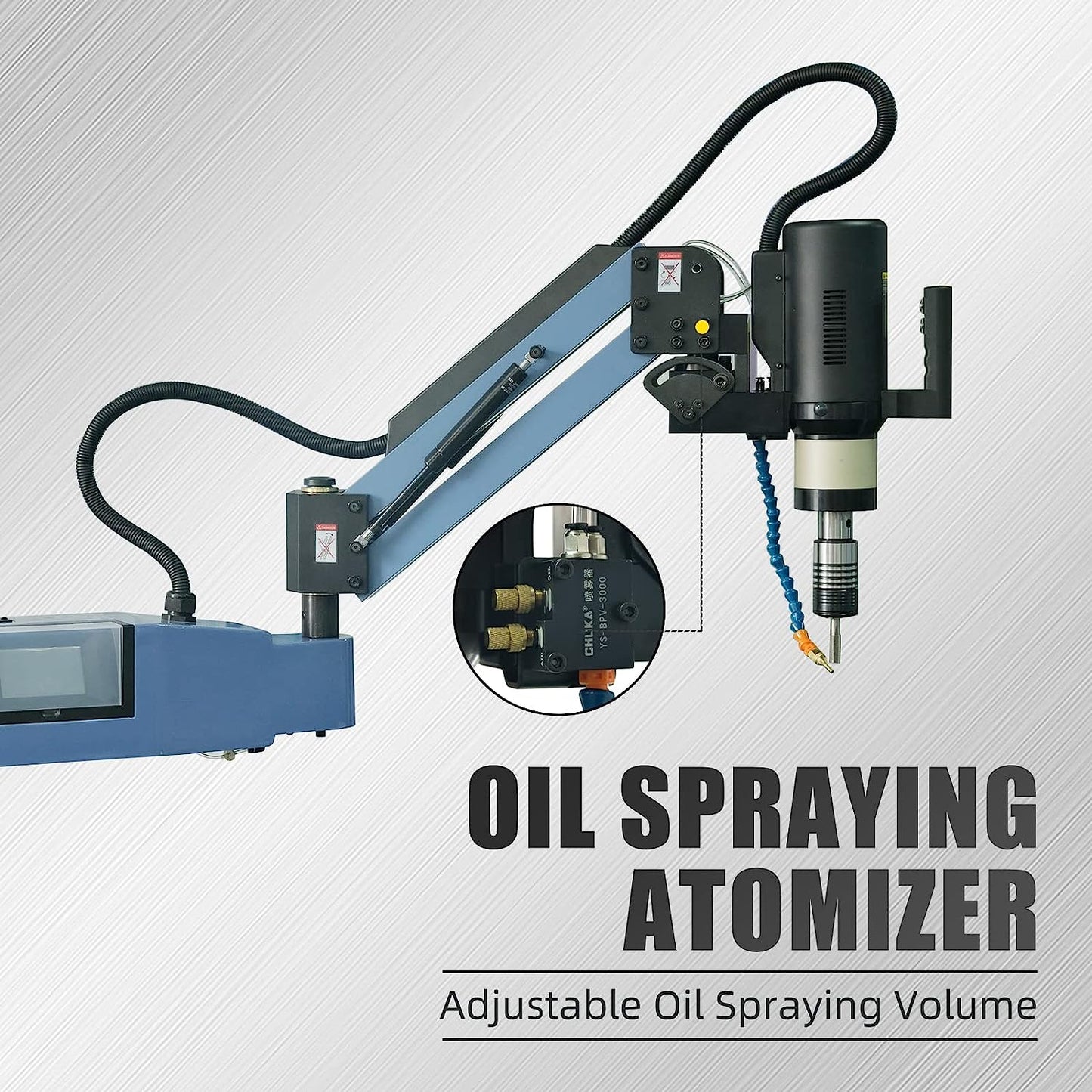 ZAC M4-M20 Electric Tapping Machine Tapping Arm 550RPM High Speed 10 Pcs Tap Collets Included