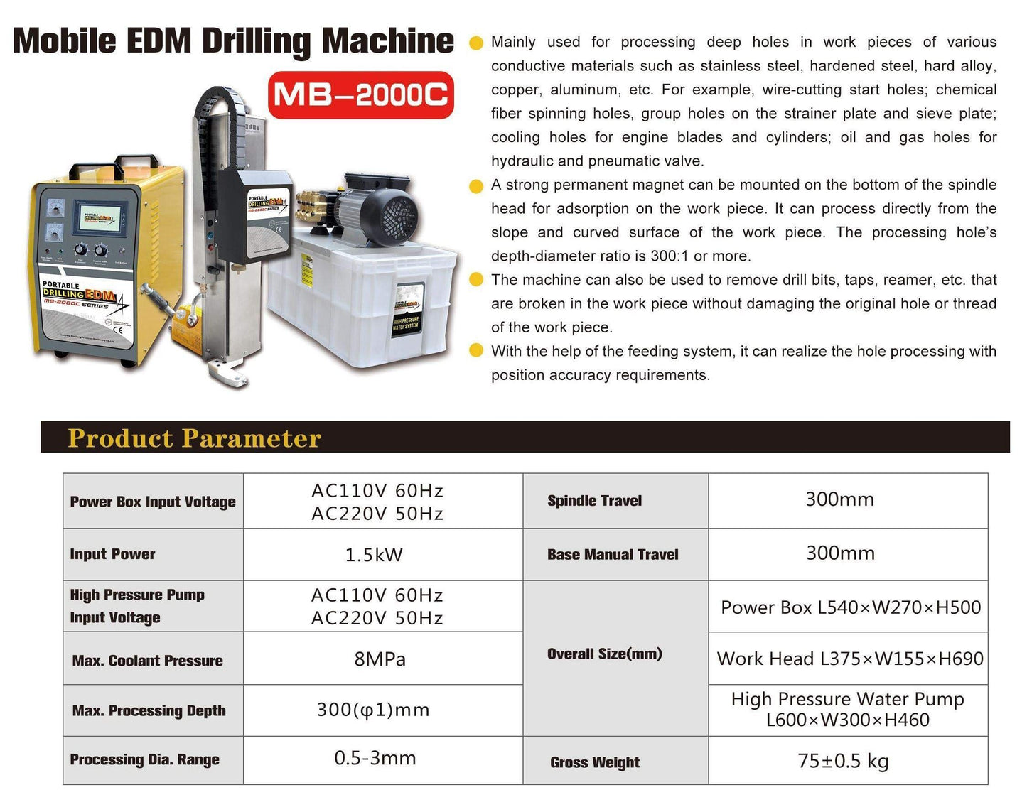 90% New Mobile Portable EDM Hole Drilling Machine 0.5-3mm EDM Punching Machine