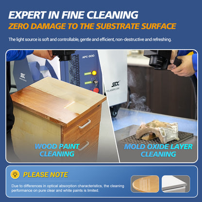 ZAC 300W 500W P-Series Laser Cleaning Machine 110-220V Air-cooled Pulsed Laser Rust Removal for Wood Metal Rust Graffiti Painting Coating
