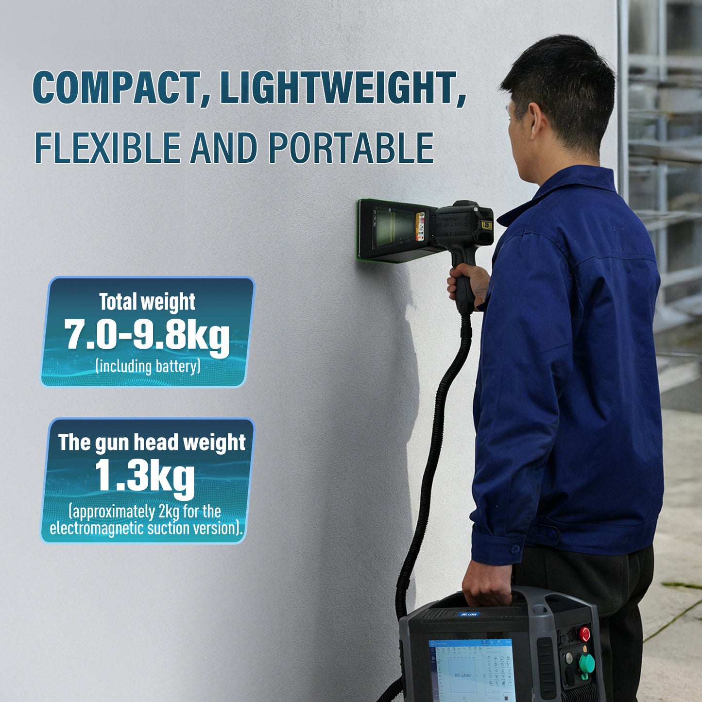 ZAC 20W 30W 50W PRO Fiber Engraver Handheld Marker Portable Laser Marking Machine with 100 * 100mm Field Lens Dual Power Supply