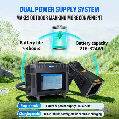 ZAC 20W 30W 50W PRO Fiber Engraver Handheld Marker Portable Laser Marking Machine with 100 * 100mm Field Lens Dual Power Supply