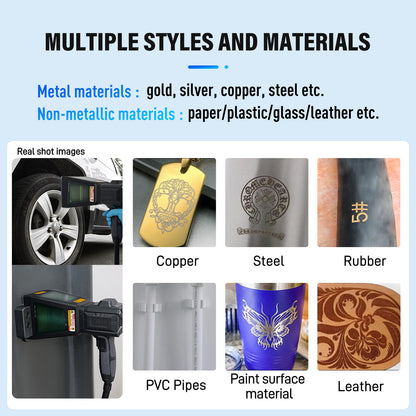 ZAC 20W 30W 50W PRO Fiber Engraver Handheld Marker Portable Laser Marking Machine with 100 * 100mm Field Lens Dual Power Supply