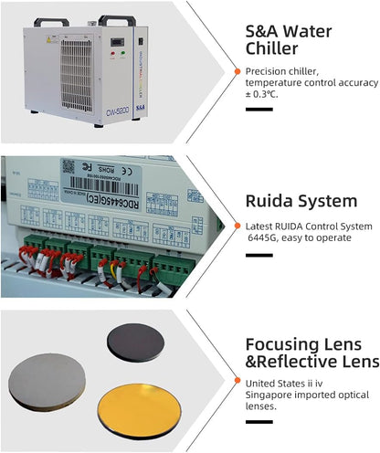 ZAC CO2 Laser Cutter 130W/150W/180W CO2 Laser Cutting Machine CO2 Laser Cutter Engraver with Lightburn Software 1300x900mm Workbench