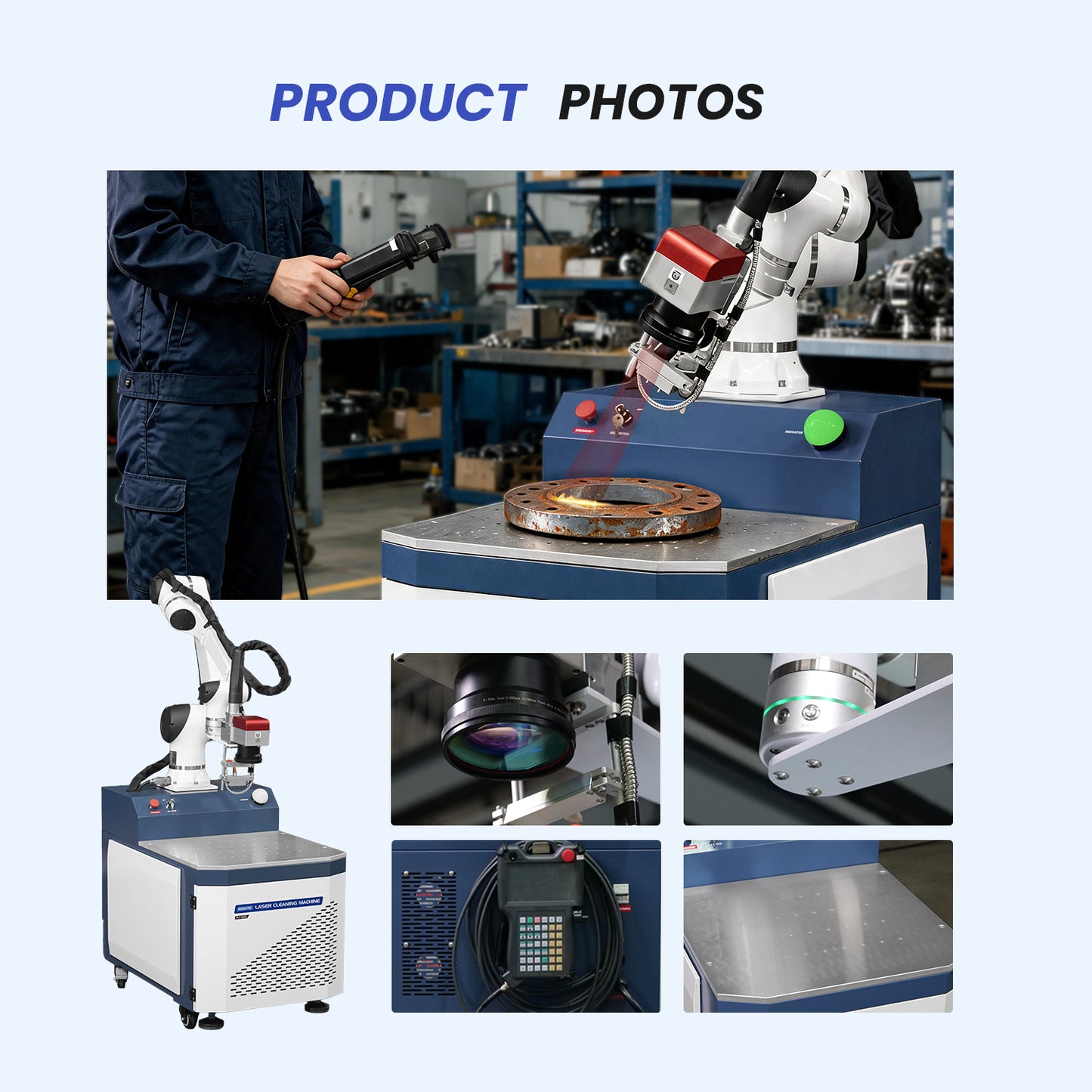 ZAC Robotic Laser Cleaning Machine 6-Axis Automatic Laser Rust Paint Remover for Heavy Castings Rail Transit Components Rubber Injection Molds