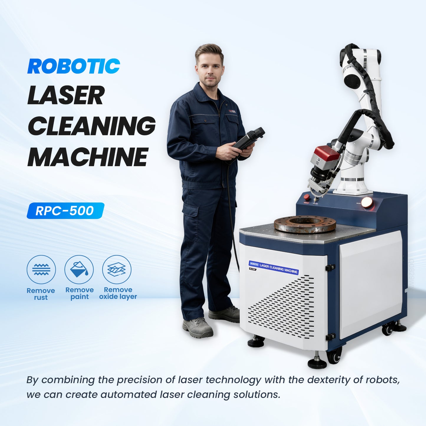 ZAC Robotic Laser Cleaning Machine 6-Axis Automatic Laser Rust Paint Remover for Heavy Castings Rail Transit Components Rubber Injection Molds