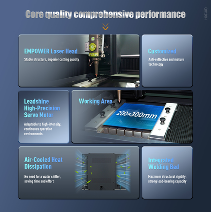 ZAC 2030 Air-Cooled Precision Fiber Laser Cutting Machine 1200W 1500W 2000W 3000W Metal Laser Cutter for Stainless Steel Aluminum Copper